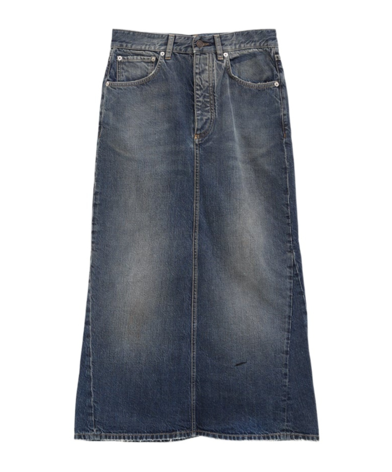 Shop Balenciaga Denim Midi Skirt In Black