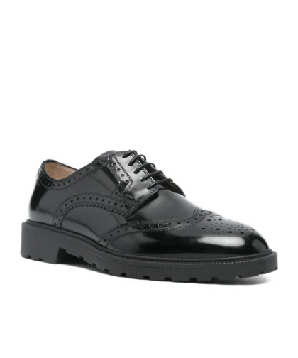 Bally Brogues With Leather Upper And Block Heel In Black