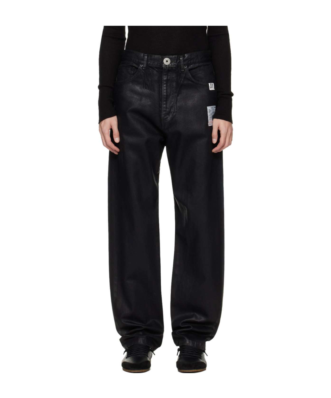 Miharayasuhiro Two-tone Coated Jeans In Black