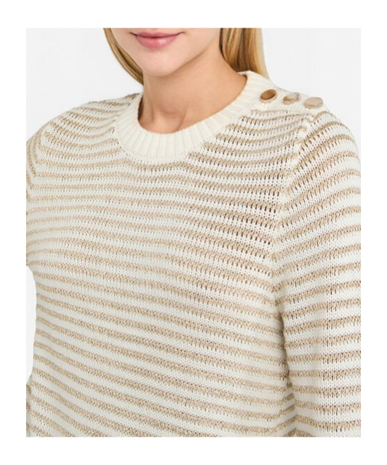 Liu •jo Striped Crew Neck Sweater In Neutral