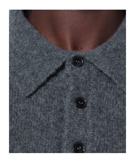 Roberto Collina Cashmere Blend Collared Long Sleeve Sweater In Gray