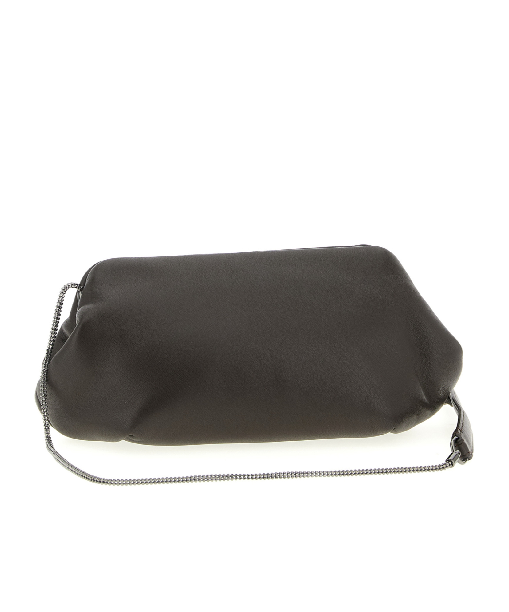 Brunello Cucinelli Chain Strap Shoulder Bag With Soft Texture In Gray
