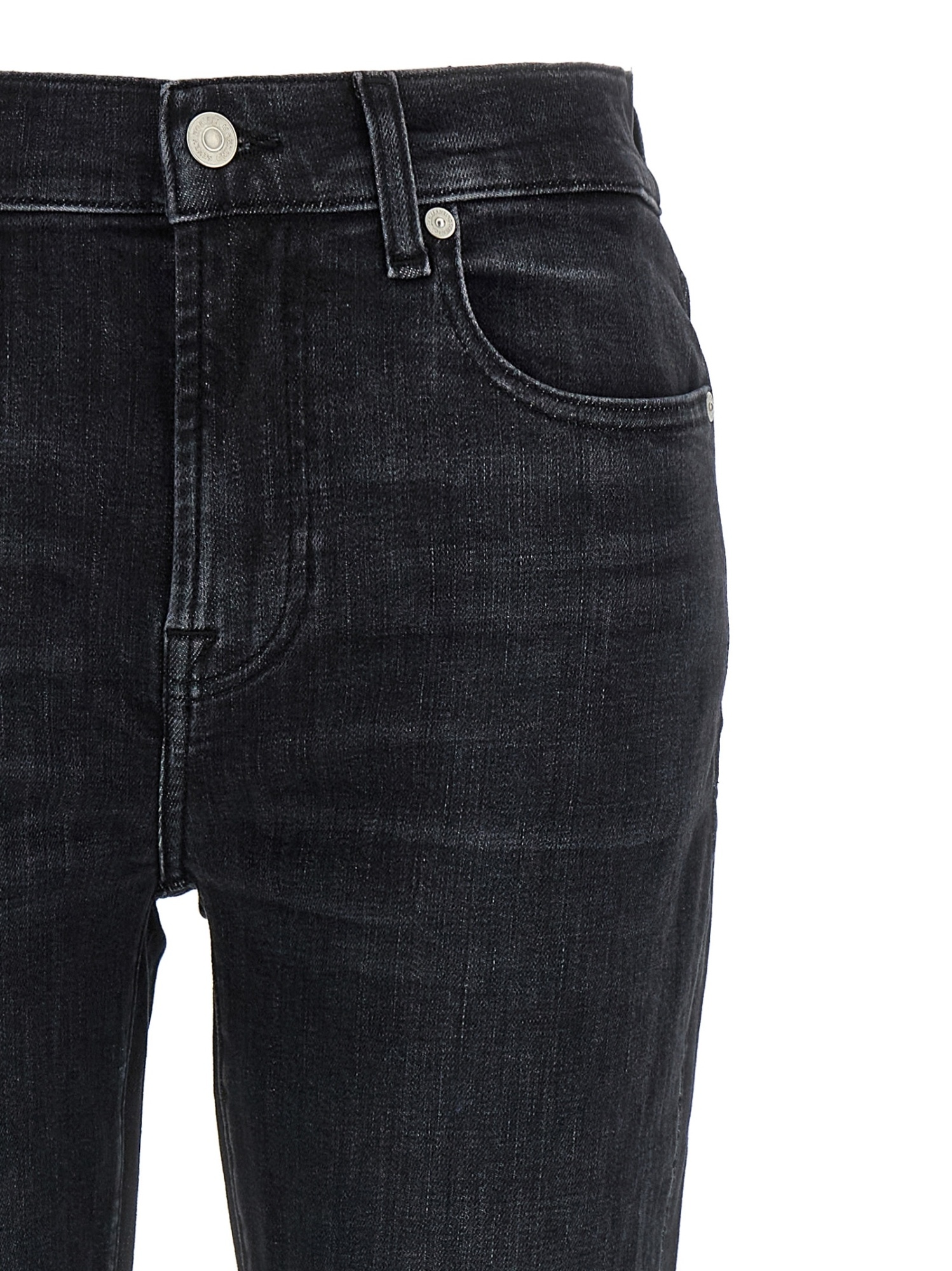 7 For All Mankind Belt Loop Denim Trousers In Black