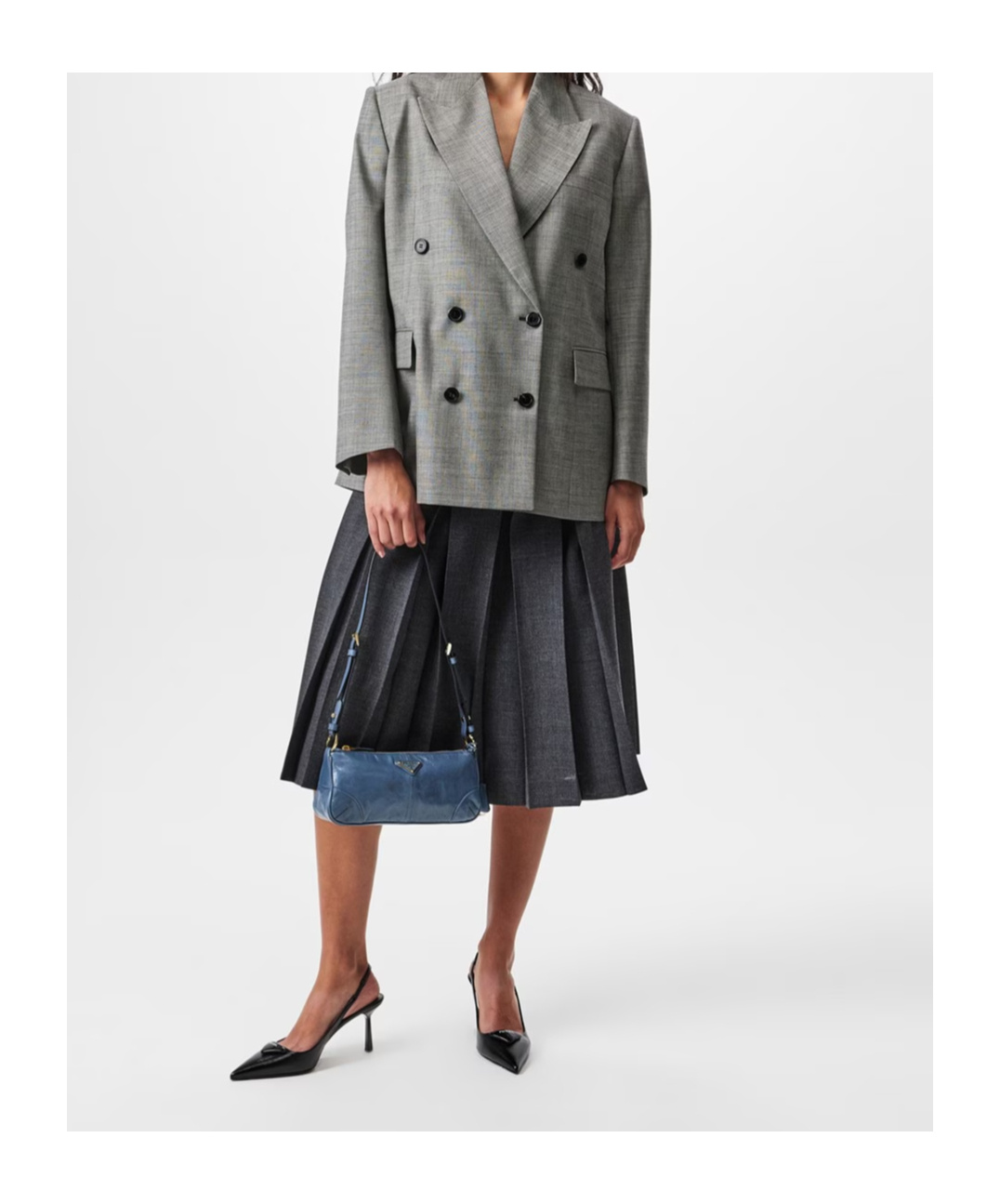 Prada Double-breasted Blazer In Gray