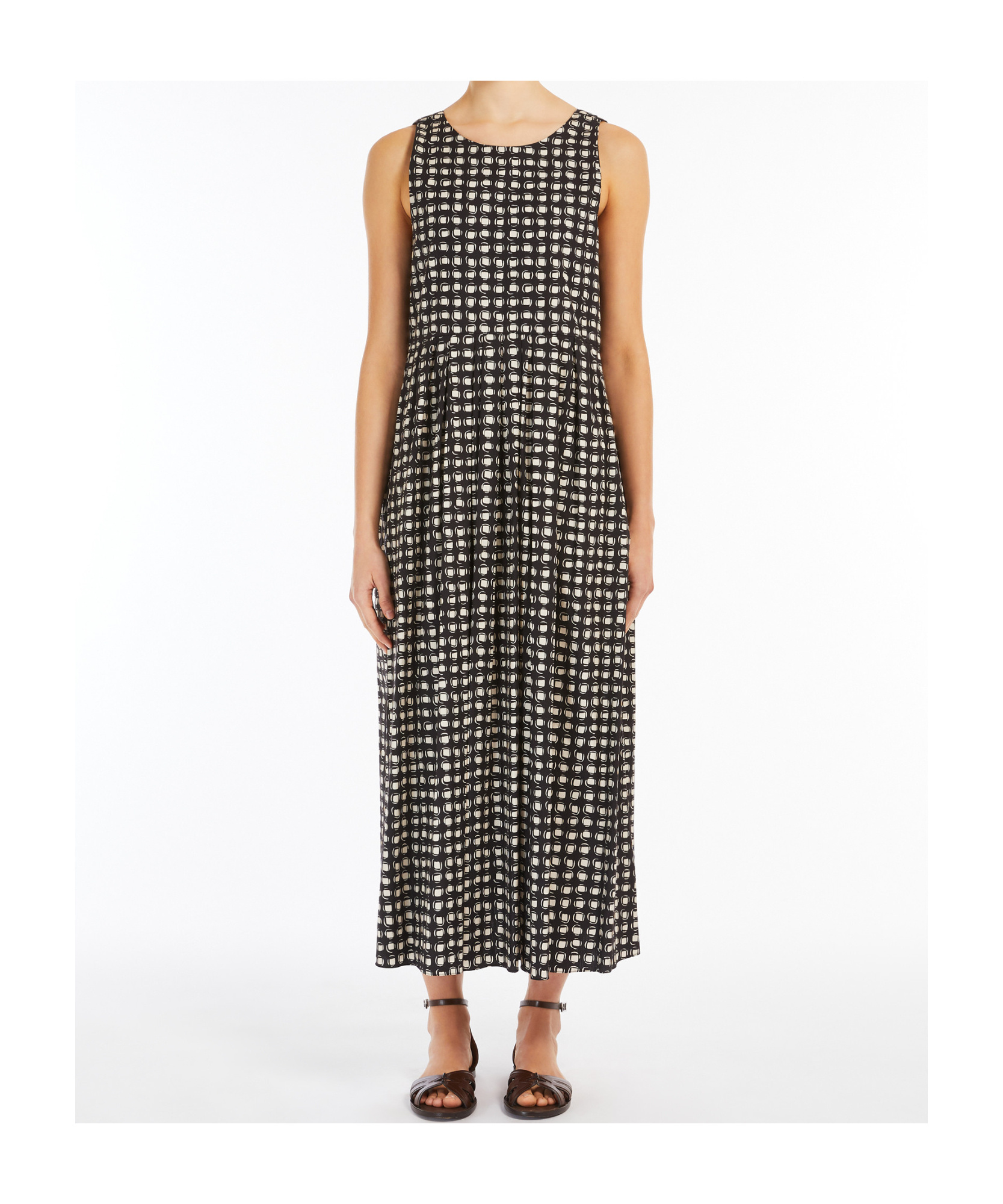 Max Mara Check Cotton Dress In Black