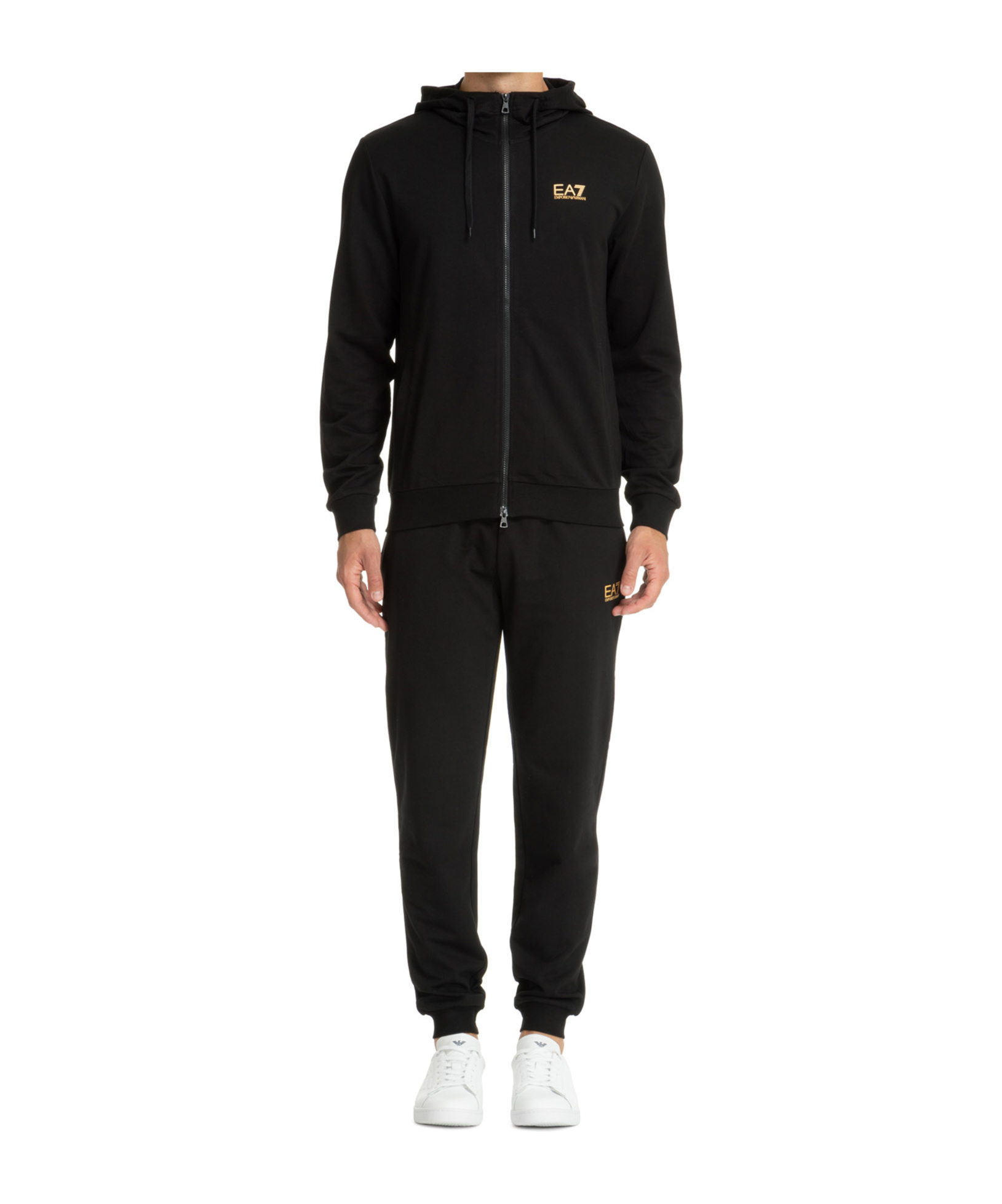 Ea7 Hoded Sportswear Set In Black