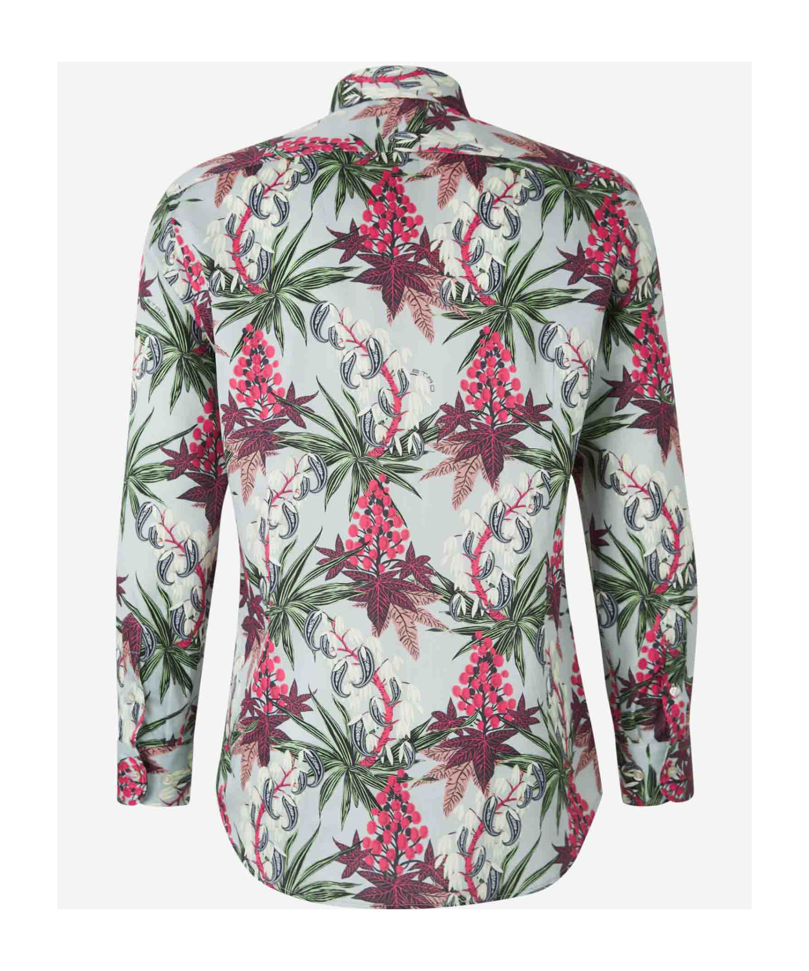 Etro Floral Print Cotton Poplin Shirt In Gray