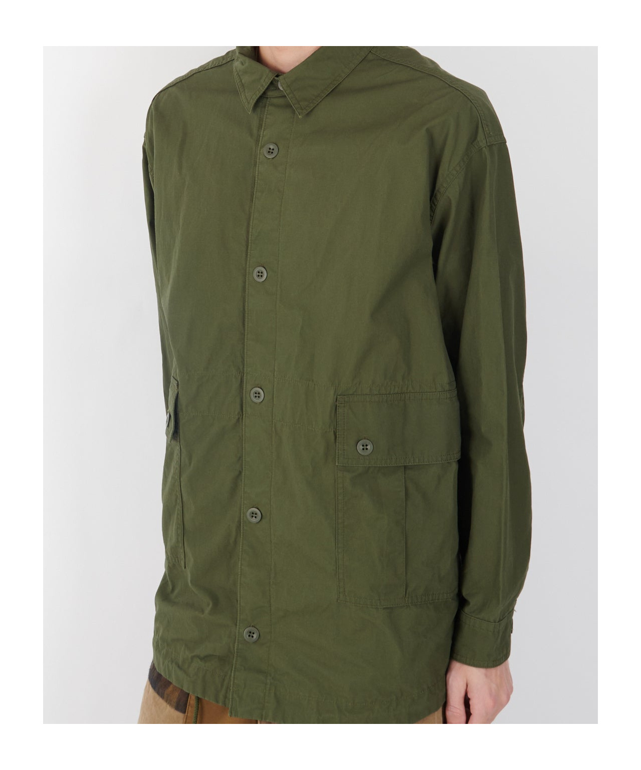 Comme Des Garçons Cotton Overshirt Army Green In Green