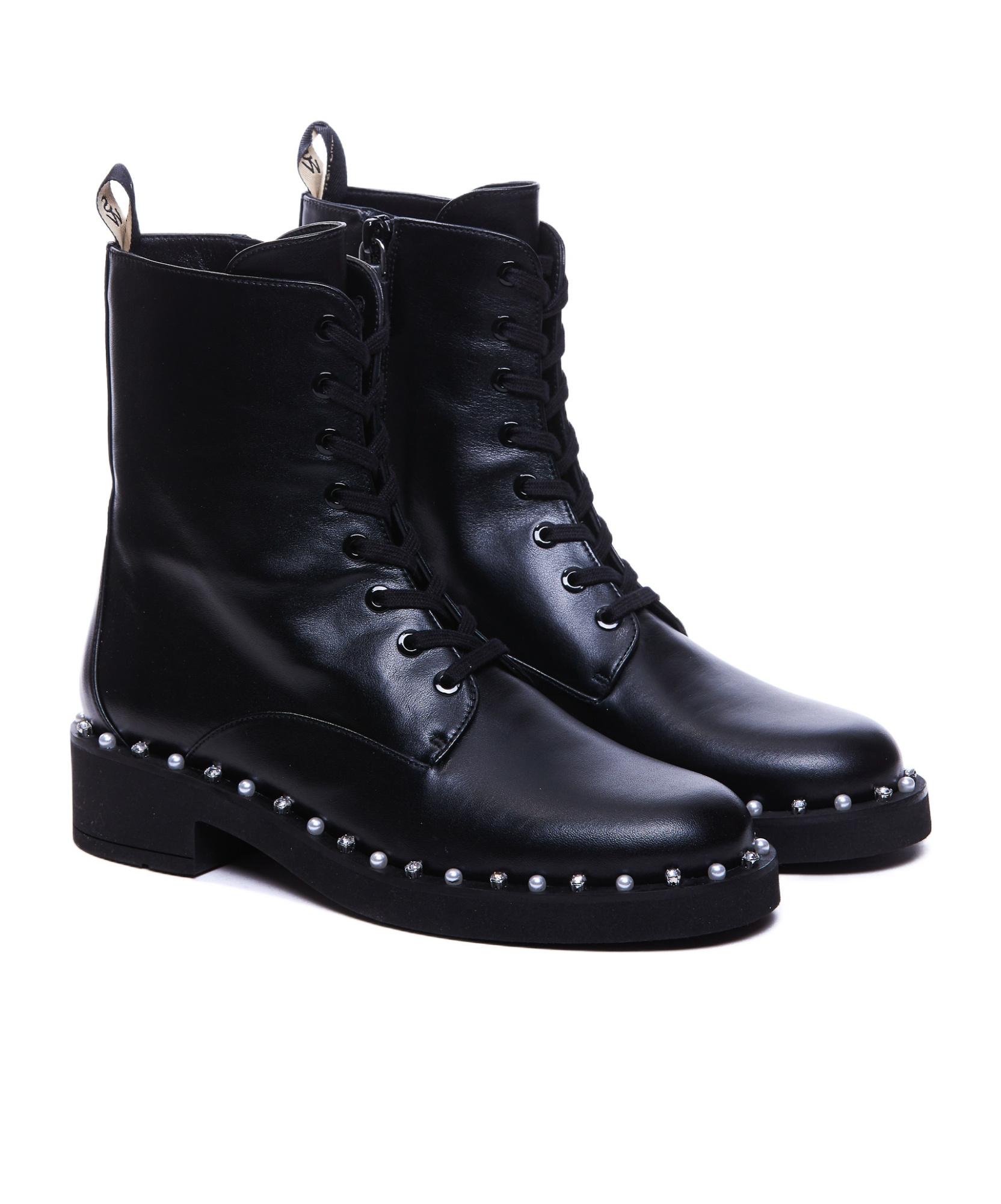 Stuart Weitzman Reverie Lace Up Booties In Black