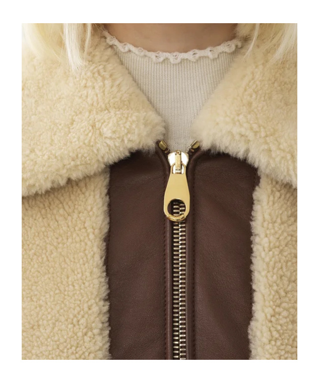 Chloé Shearling Leather Jacket In Nude