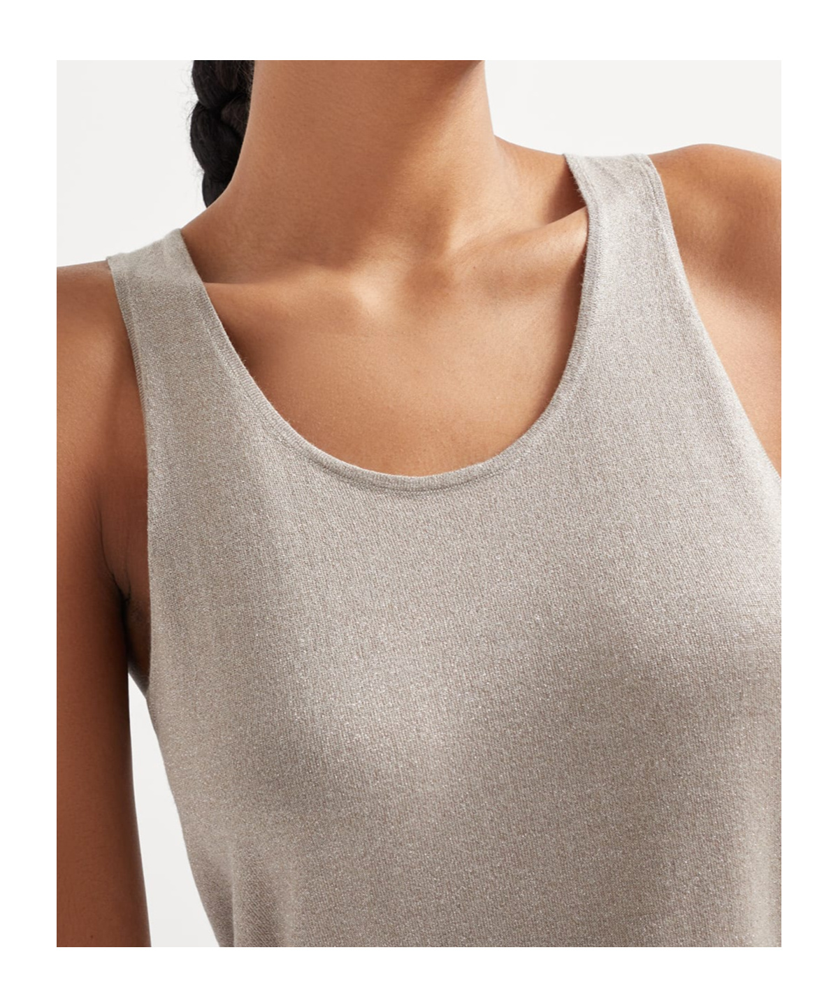 Shop Brunello Cucinelli Lurex Top In Smoky Brown