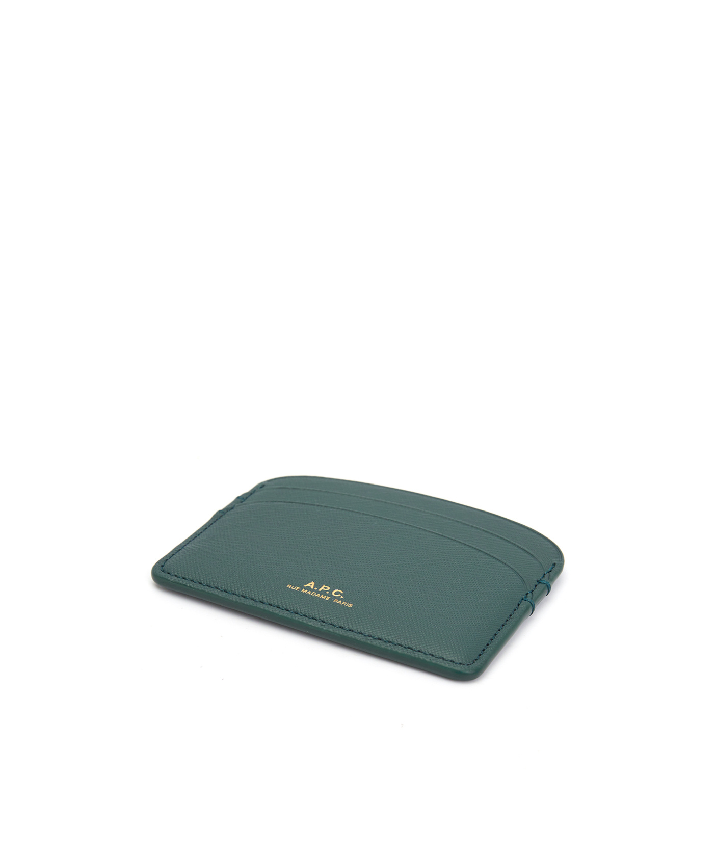 Apc Demi-lune Leather Cardholder In Green