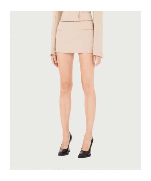 Shop Ferragamo Salvatore Front Welt-pocket Zipped Mini Skirt In Nude