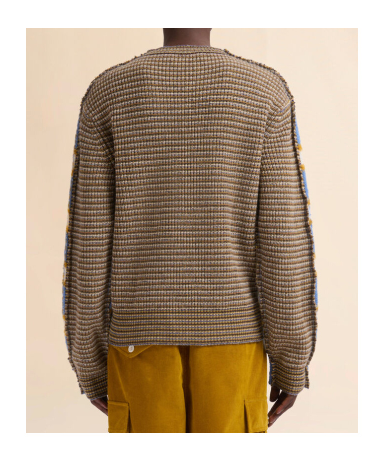 Marni Striped Pattern Round Neck Sweater In Blue