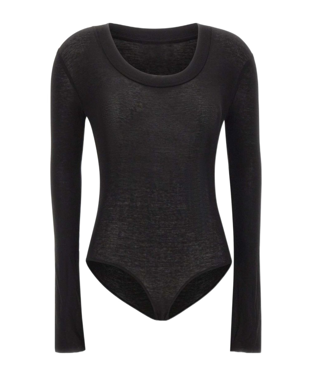 Entire Studios Wide Neck Long Sleeve Bodysuit In Black