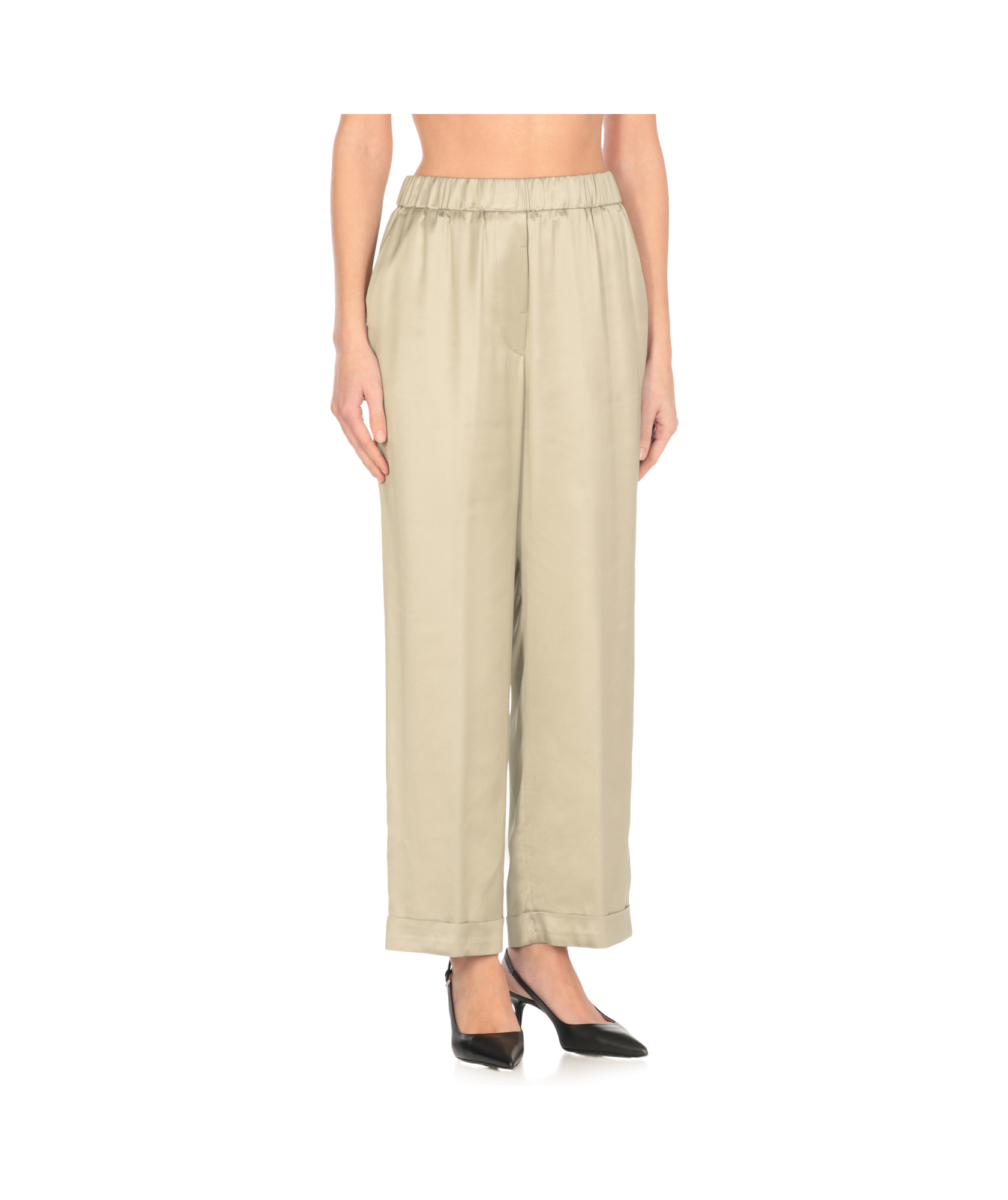 Peserico Elastic Waist Casual Pants In Green