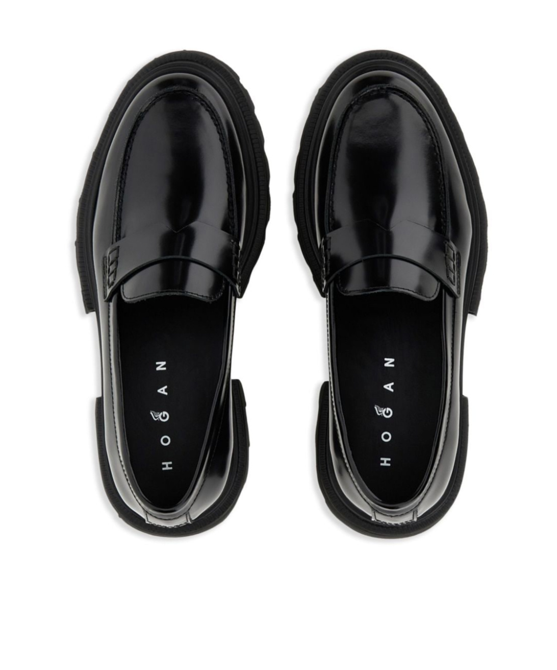 Hogan 10-storey Smooth Leather And Workwear Sole Loafers Shoes In Black