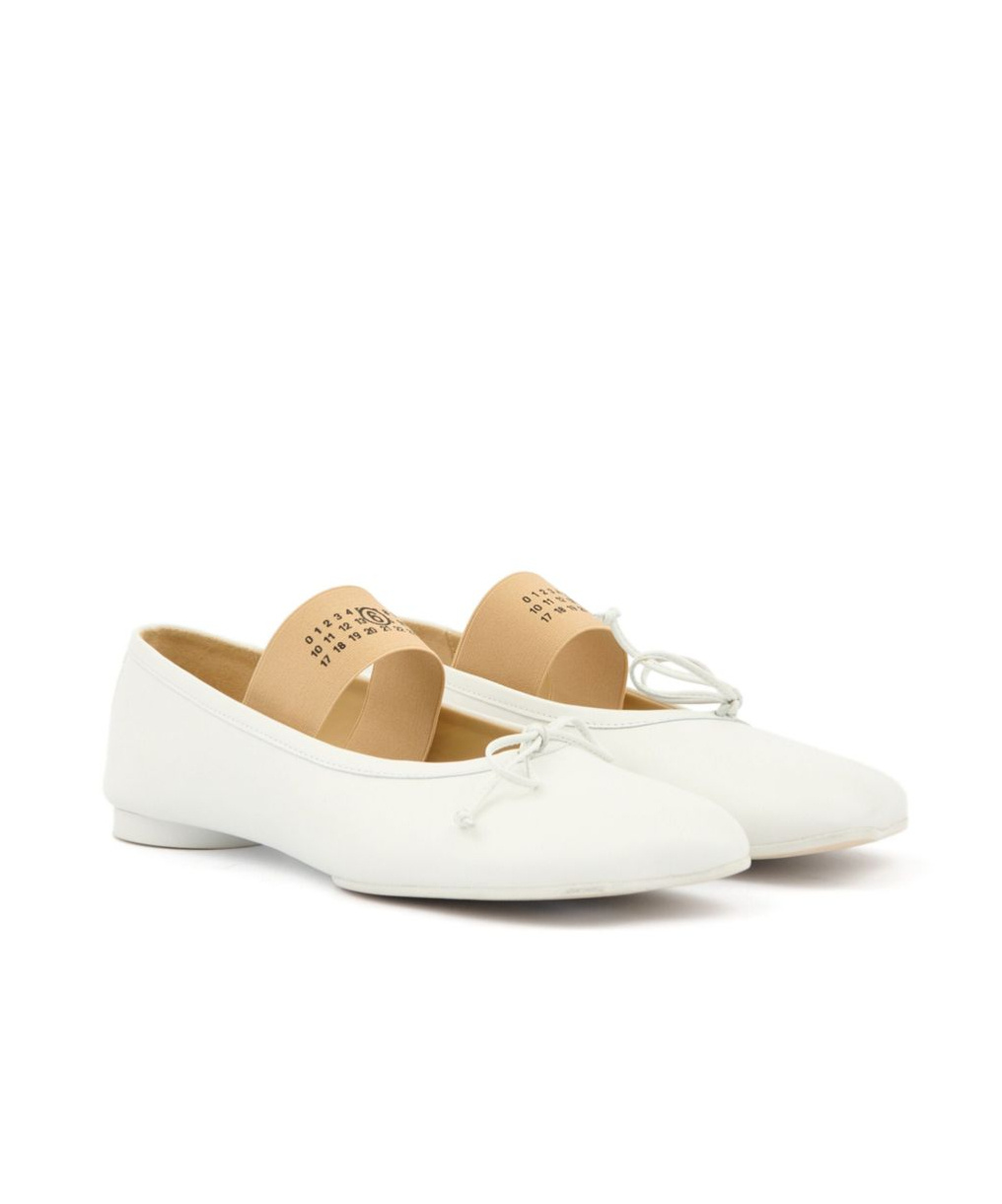 Mm6 Maison Margiela Ballerina Square Toe Bow Detail In White