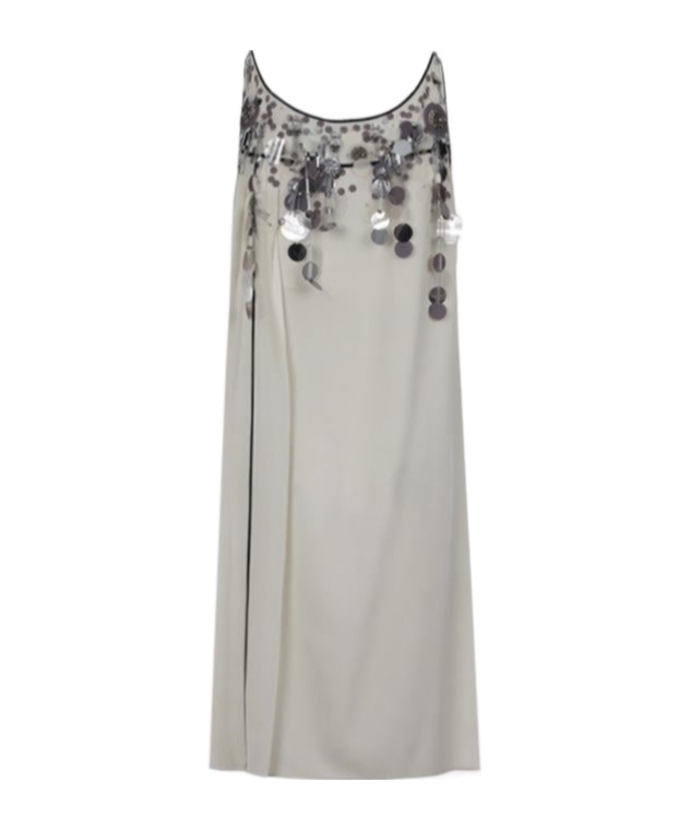 Prada Beaded-sequin Mini Dress In Gray