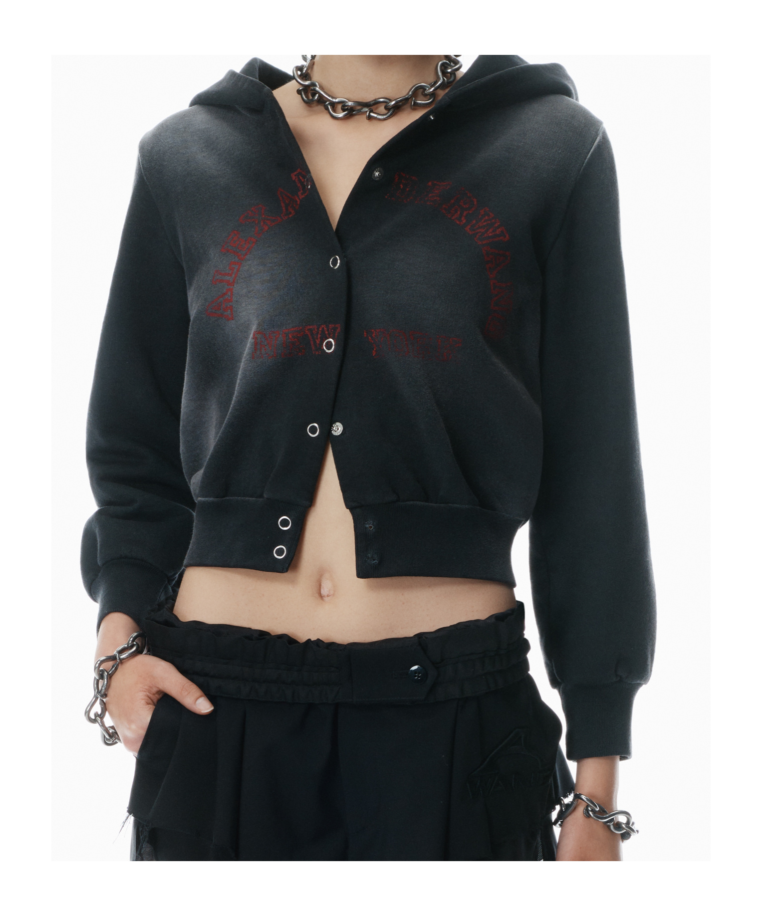 Alexander Wang T Shrunken Cotton Terry Cardigan In Black