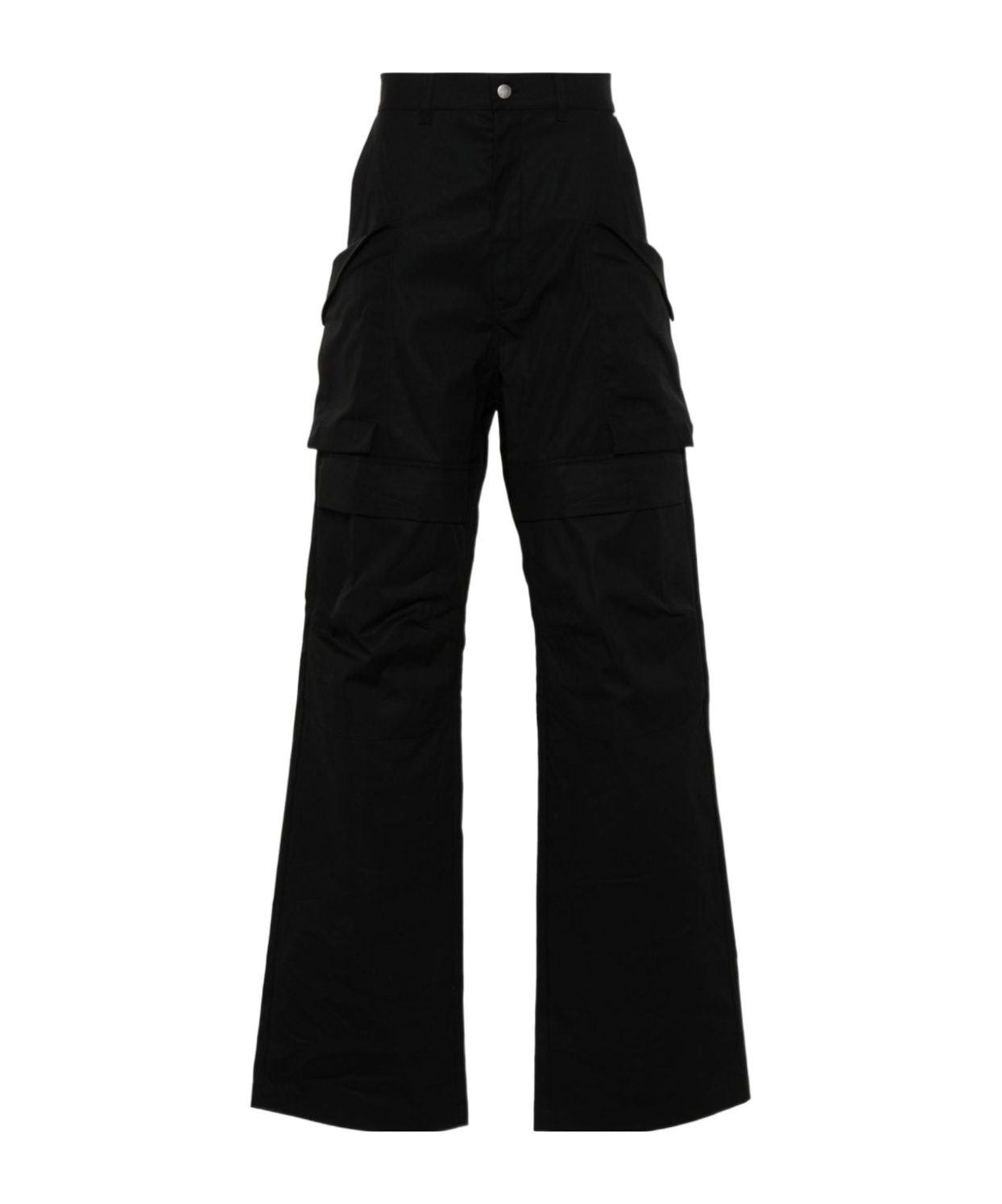 Rick Owens Stefan Wide-leg Brushed Cotton-twill Cargo Trousers In Black