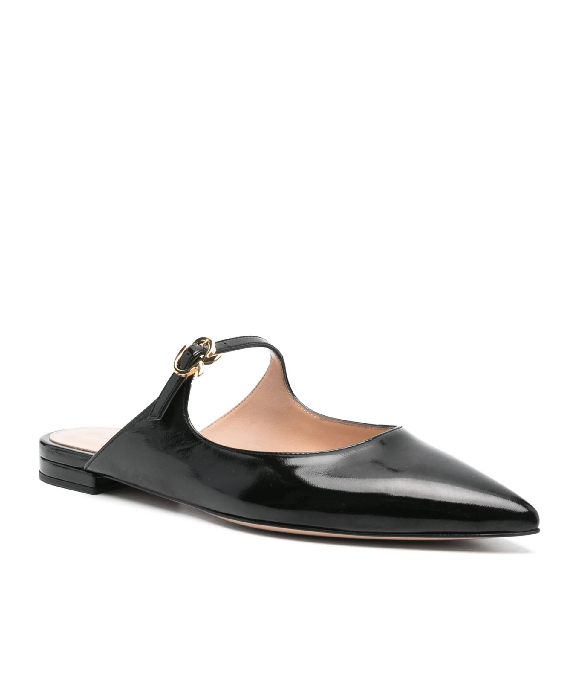 Gianvito Rossi Black Ribbon Jane Slide Loafers In Black