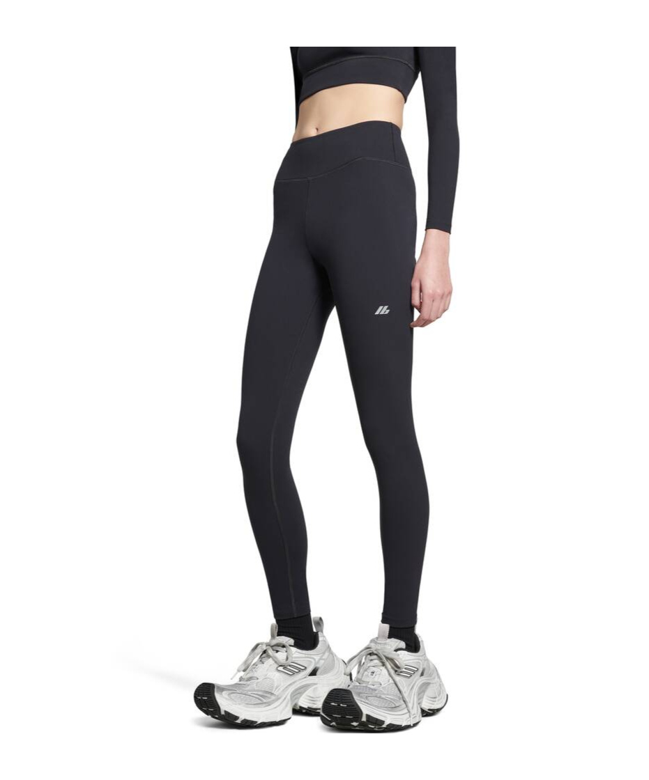 Balenciaga Reflective-logo Leggings In Black