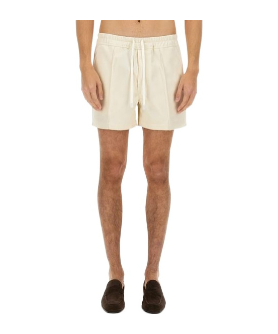 Tom Ford Men Ivory Satin Bermuda Shorts In Brown