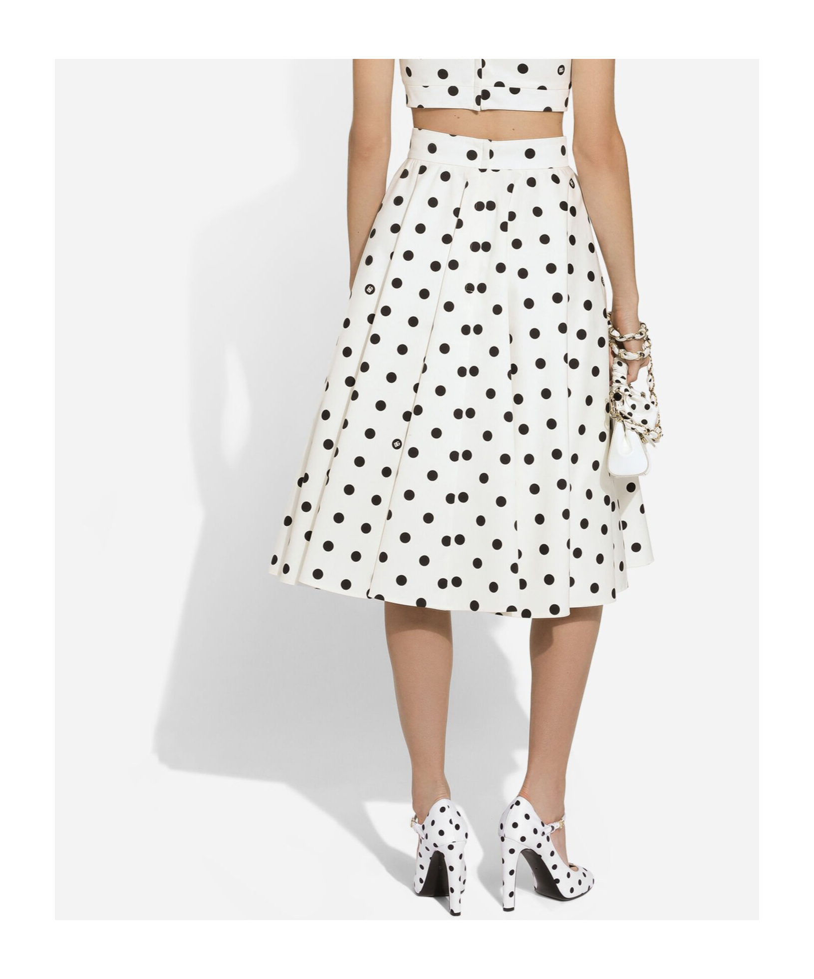DOLCE & GABBANA POLKA-DOT MIDI SKIRT