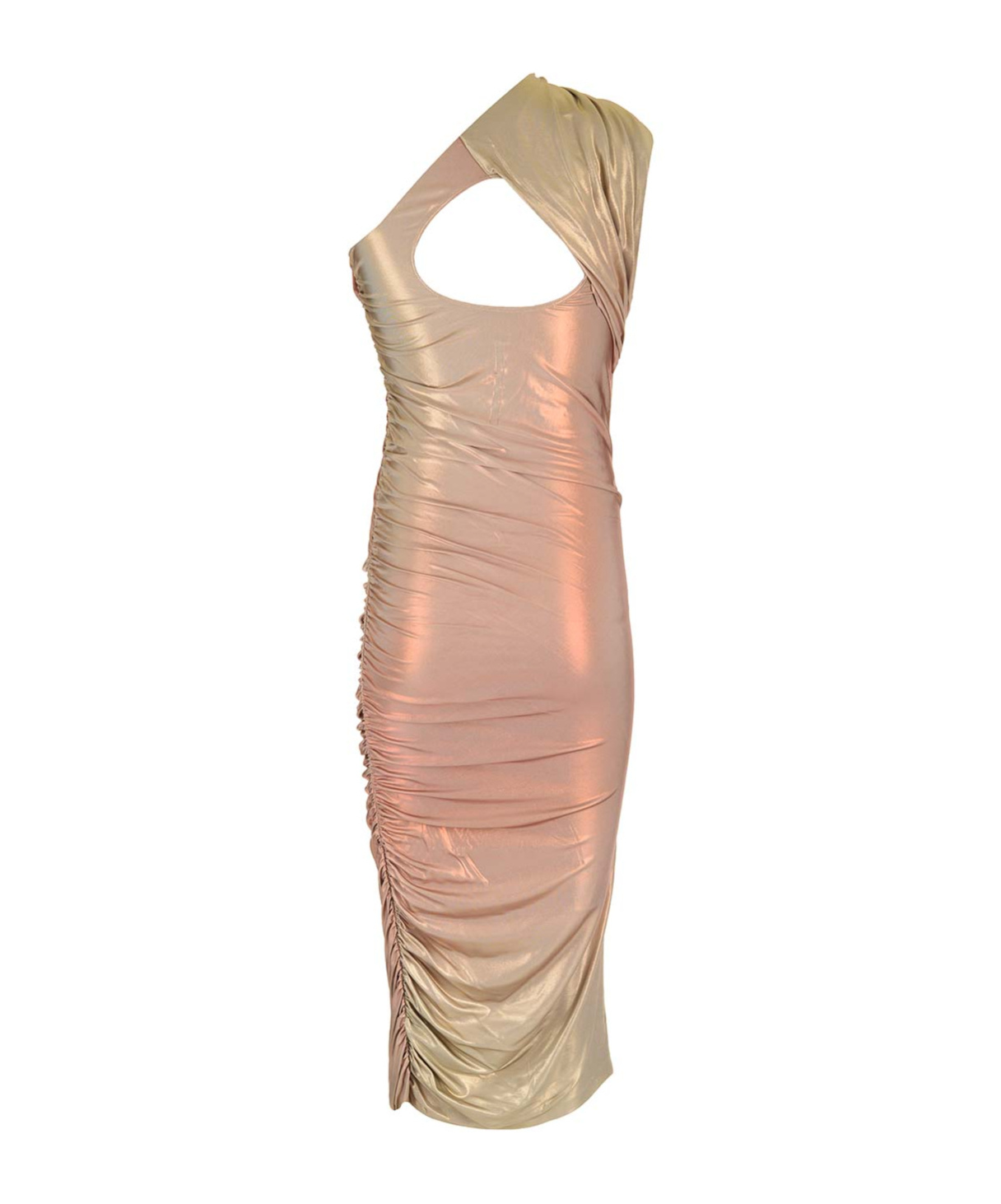 Rick Owens Amira Asymmetric Midi Dress In Nude