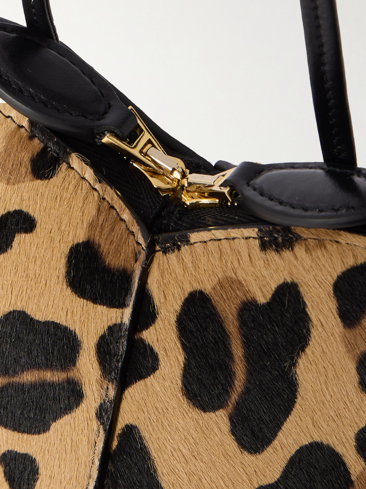 Alaïa Le Coeur Leopard-print Leather-trimmed Calf Hair Shoulder Bag In Multicolor