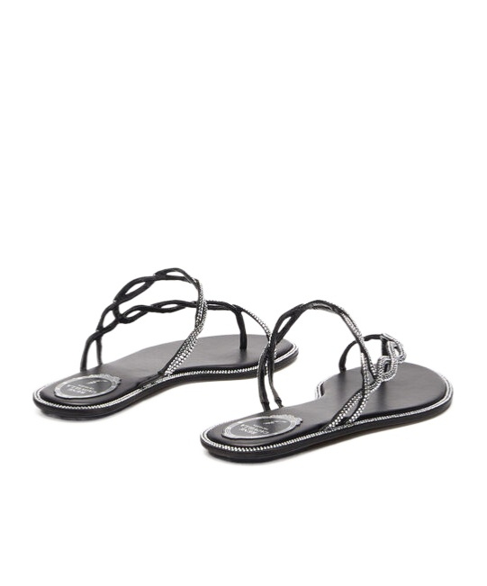 René Caovilla Rene Caovilla Black Flat Braid Sandal 10 In Black