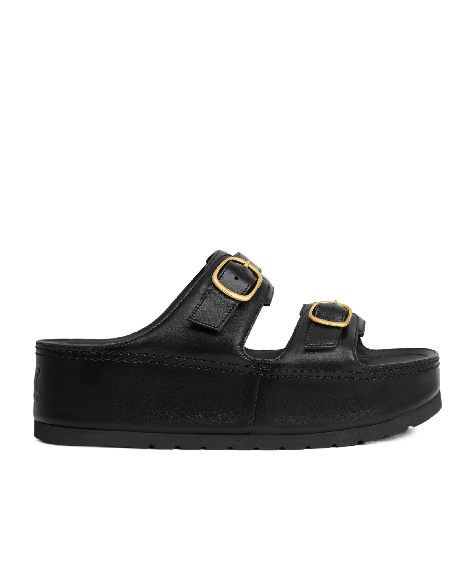 Celine Platform Flat Sandals In Black