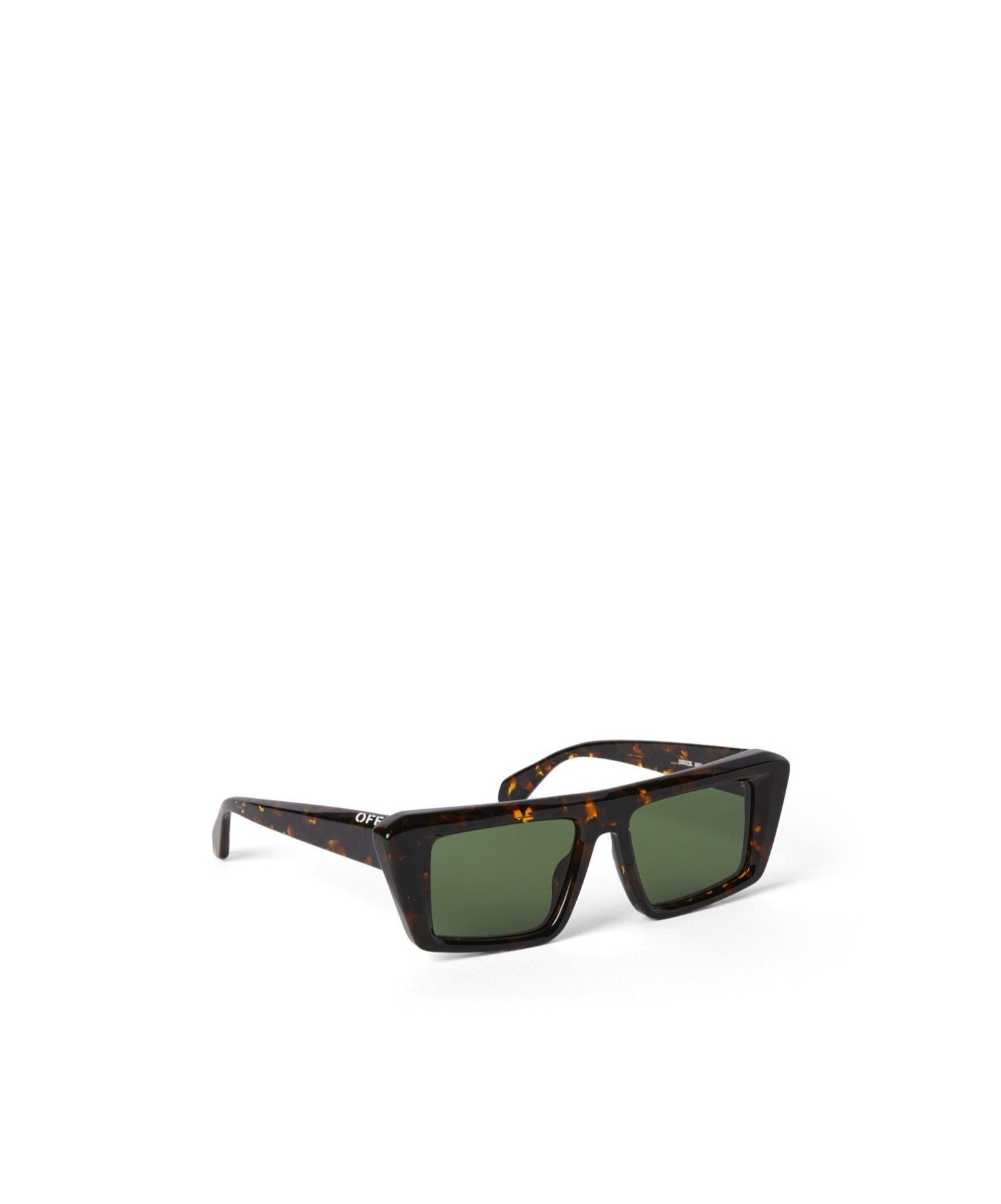 Off-white Bold Rectangular Acetate Sunglasses With Tortoiseshell Pattern In Green