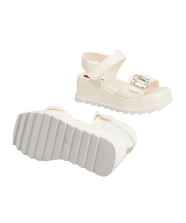 Roger Vivier Slidy Viv' Wedge Sandals In Leather In White