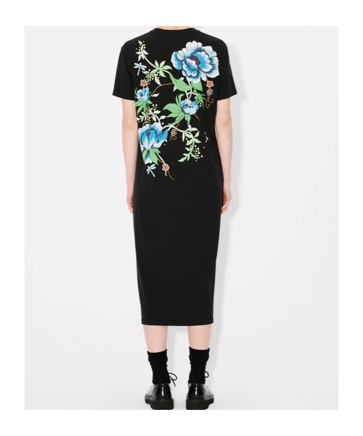 Kenzo Peonies Maxi Dress In Black