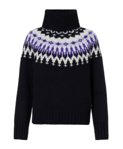 Bogner Ingrid Jacquard Cashmere Turtleneck Sweater In Black