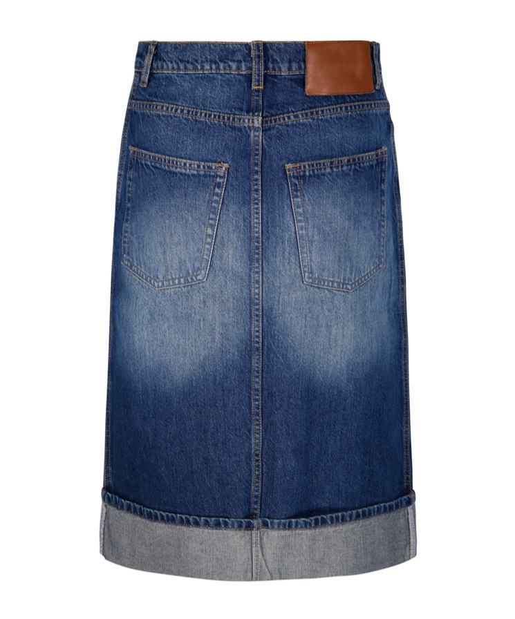 VICTORIA BECKHAM MID-RISE DENIM MIDI SKIRT