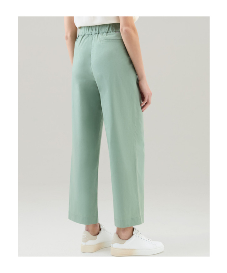 Woolrich Wide-leg Cotton Trousers In Green