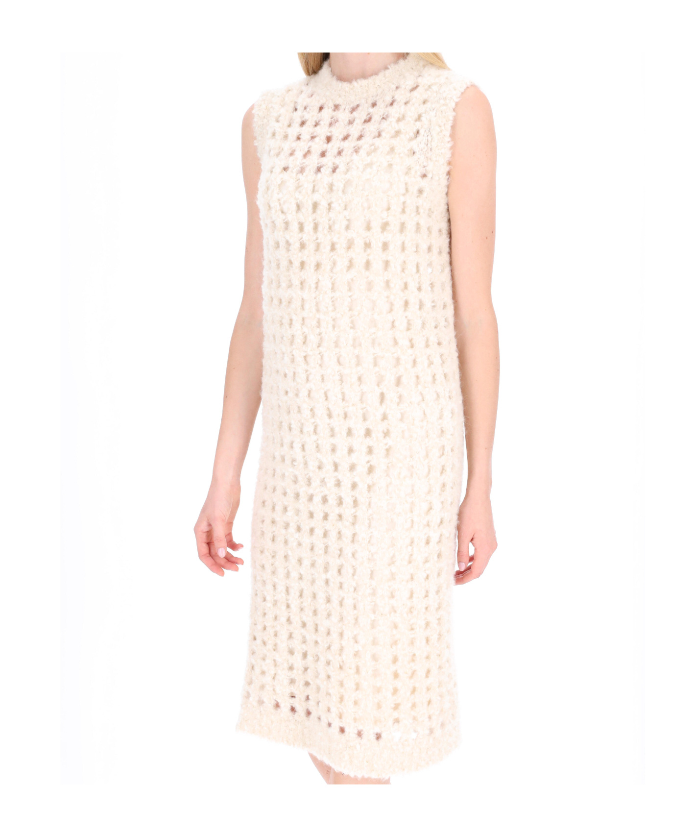 Peserico Open-knit Sleeveless Midi Dress In Multi