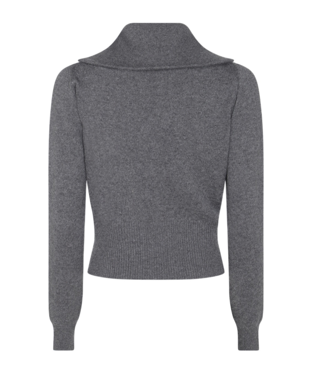 Miu Miu Long-sleeved Sweater In Gray