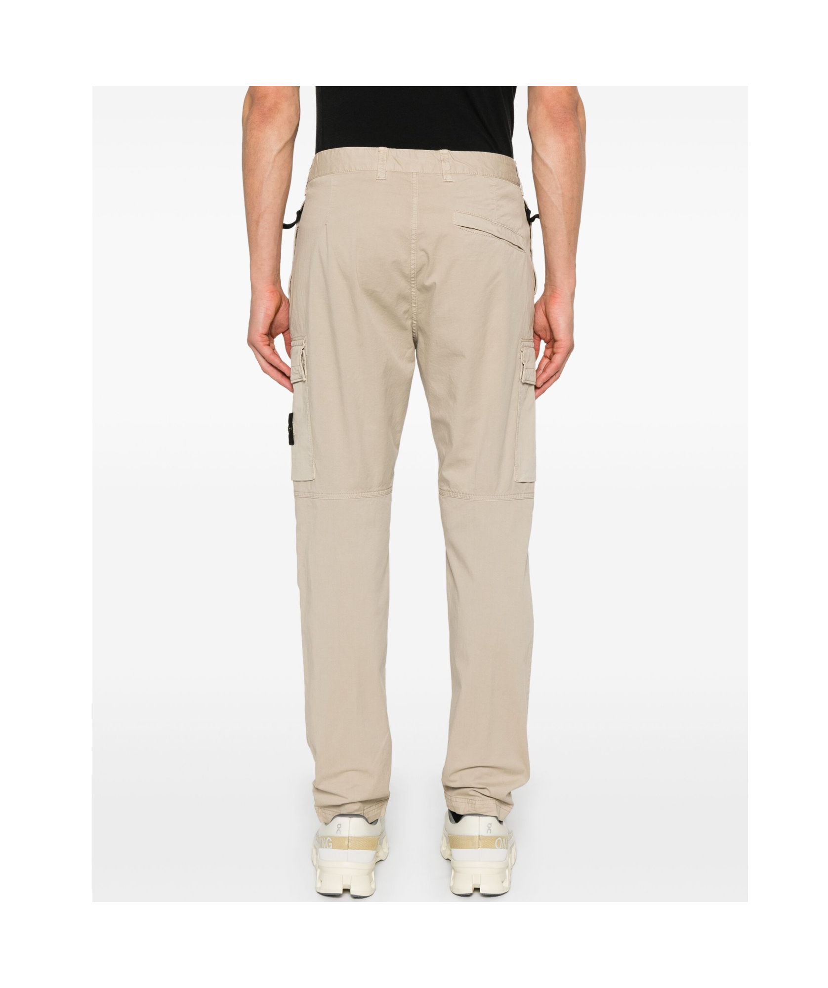 Stone Island Compass-badge Tapered Trousers In Nude