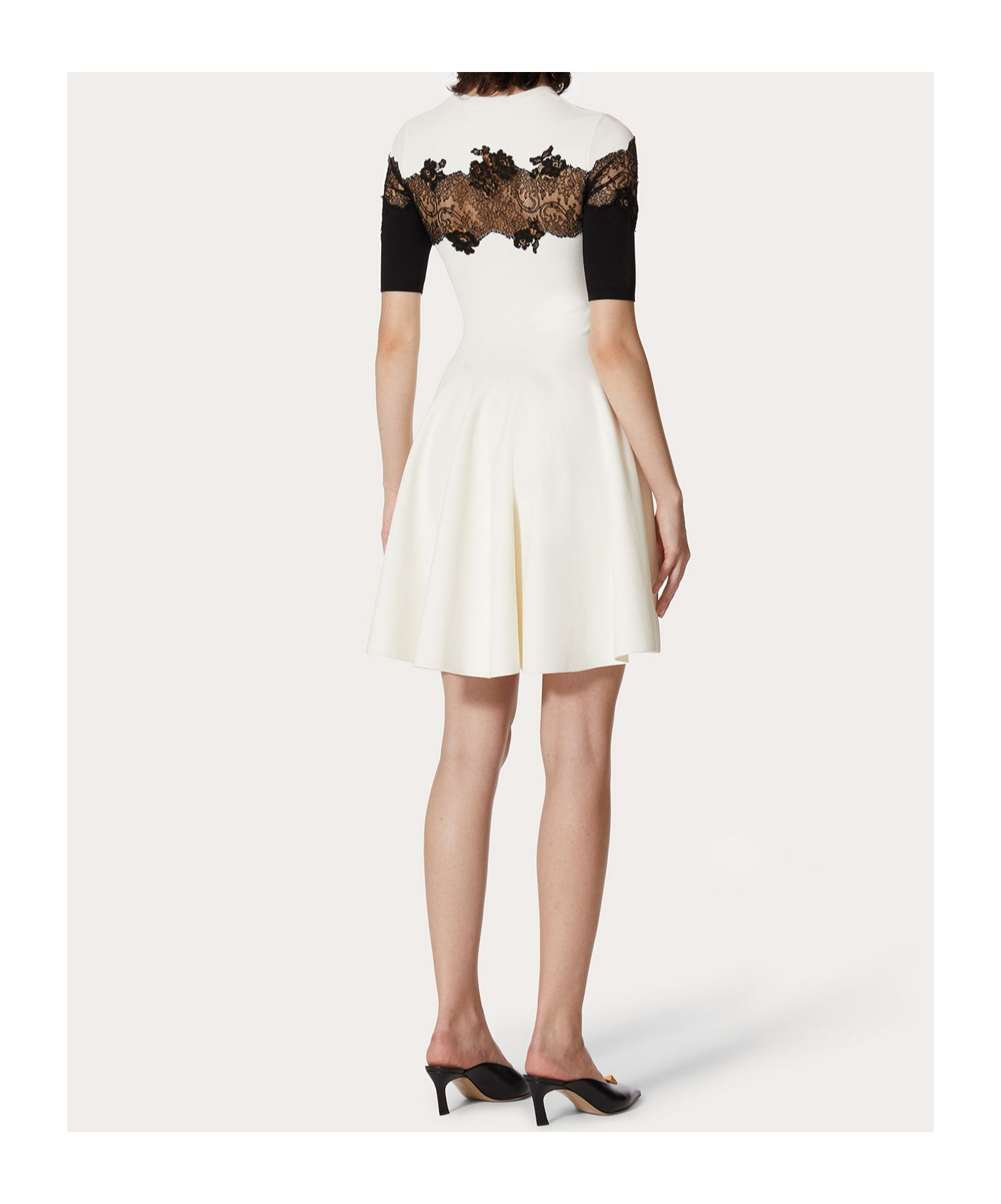 VALENTINO LACE-PANEL A-LINE DRESS 