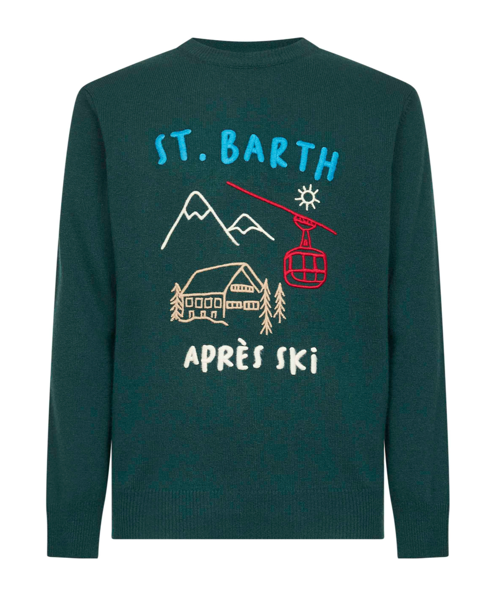 Mc2 Saint Barth Green Heron Embroidered Sweater In Green