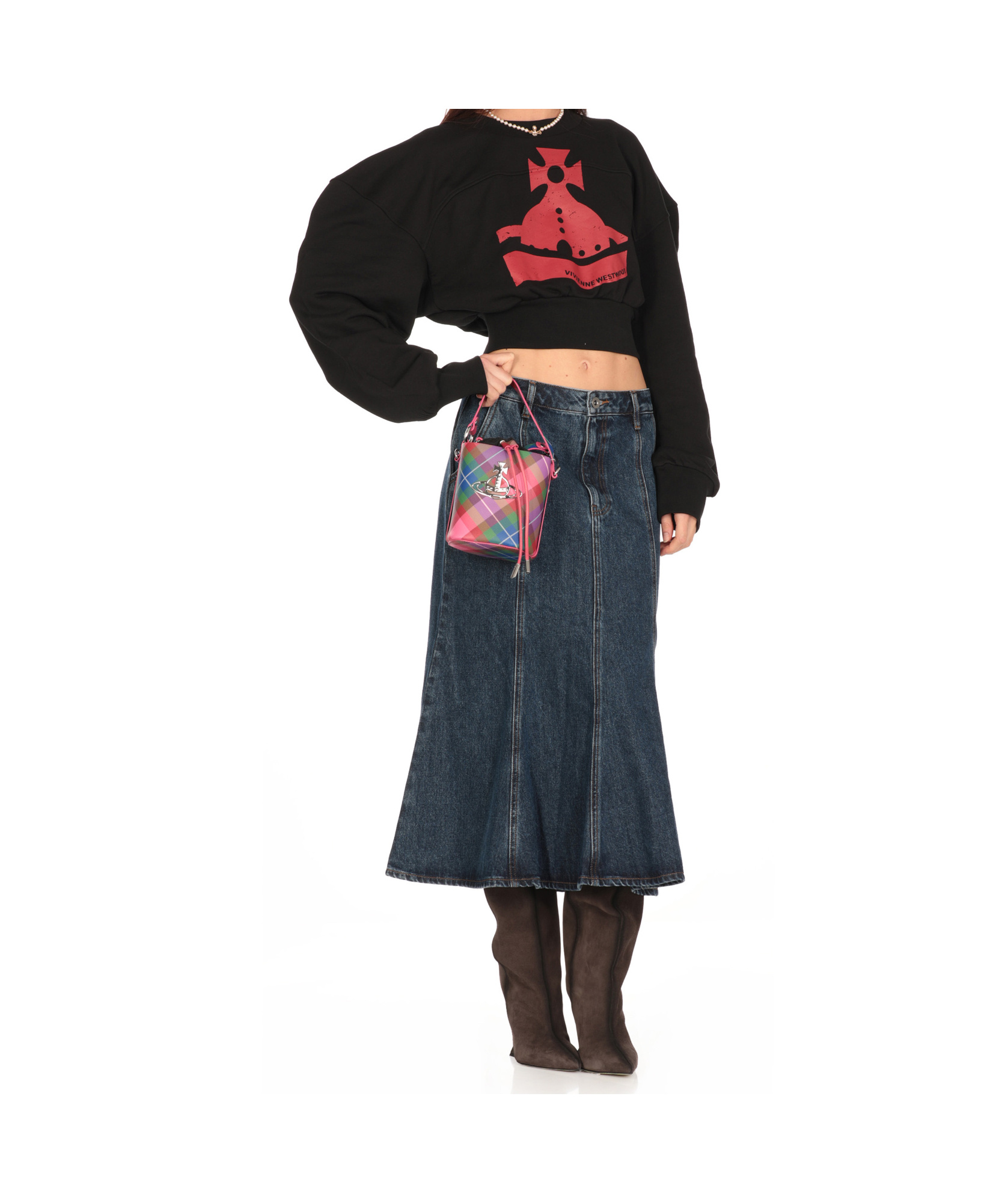Vivienne Westwood Black Sunken Orb Crop Sander Sweatshirt In Black