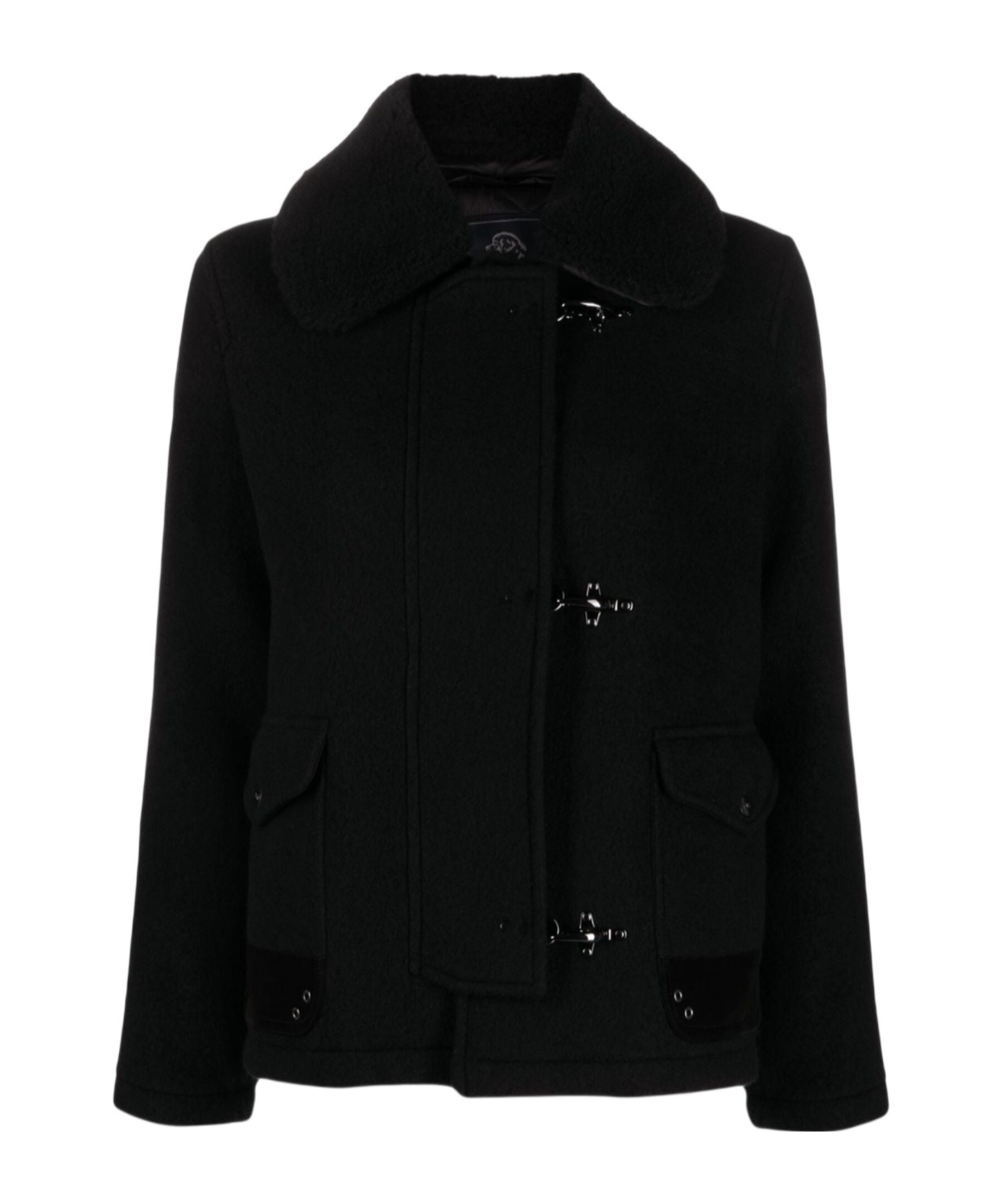 Fay Faux-fur Collar Wool Jacket In Black