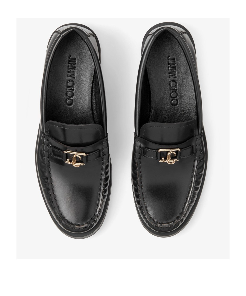 Jimmy Choo Addie Logo-plaque Leather Loafers In Black