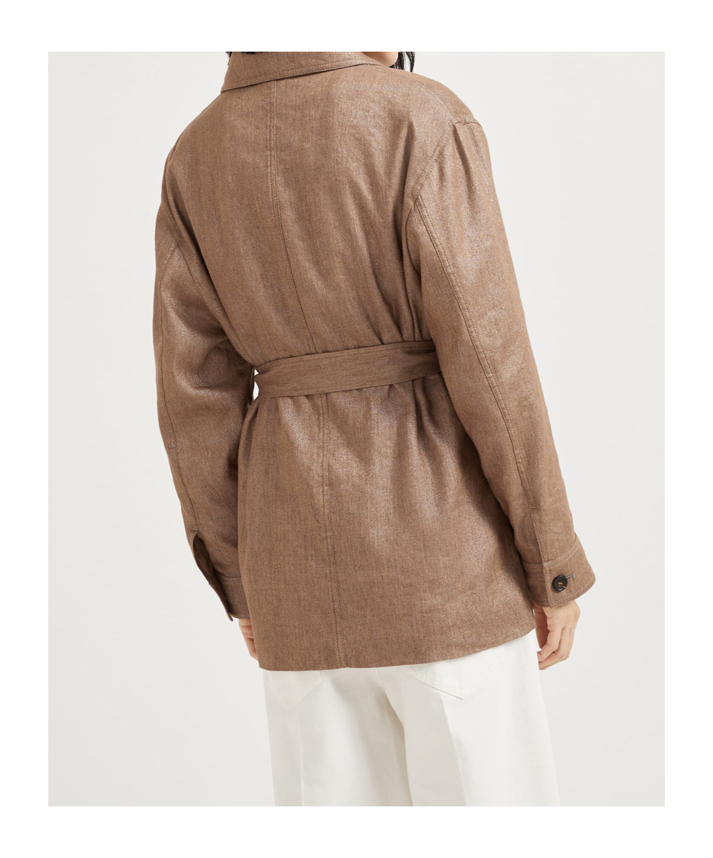 Brunello Cucinelli Sparkling Twill Safari Jacket In Brown
