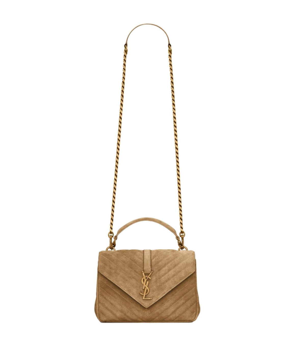 Saint Laurent College Medium Preppy Shoulder Bag In Brown