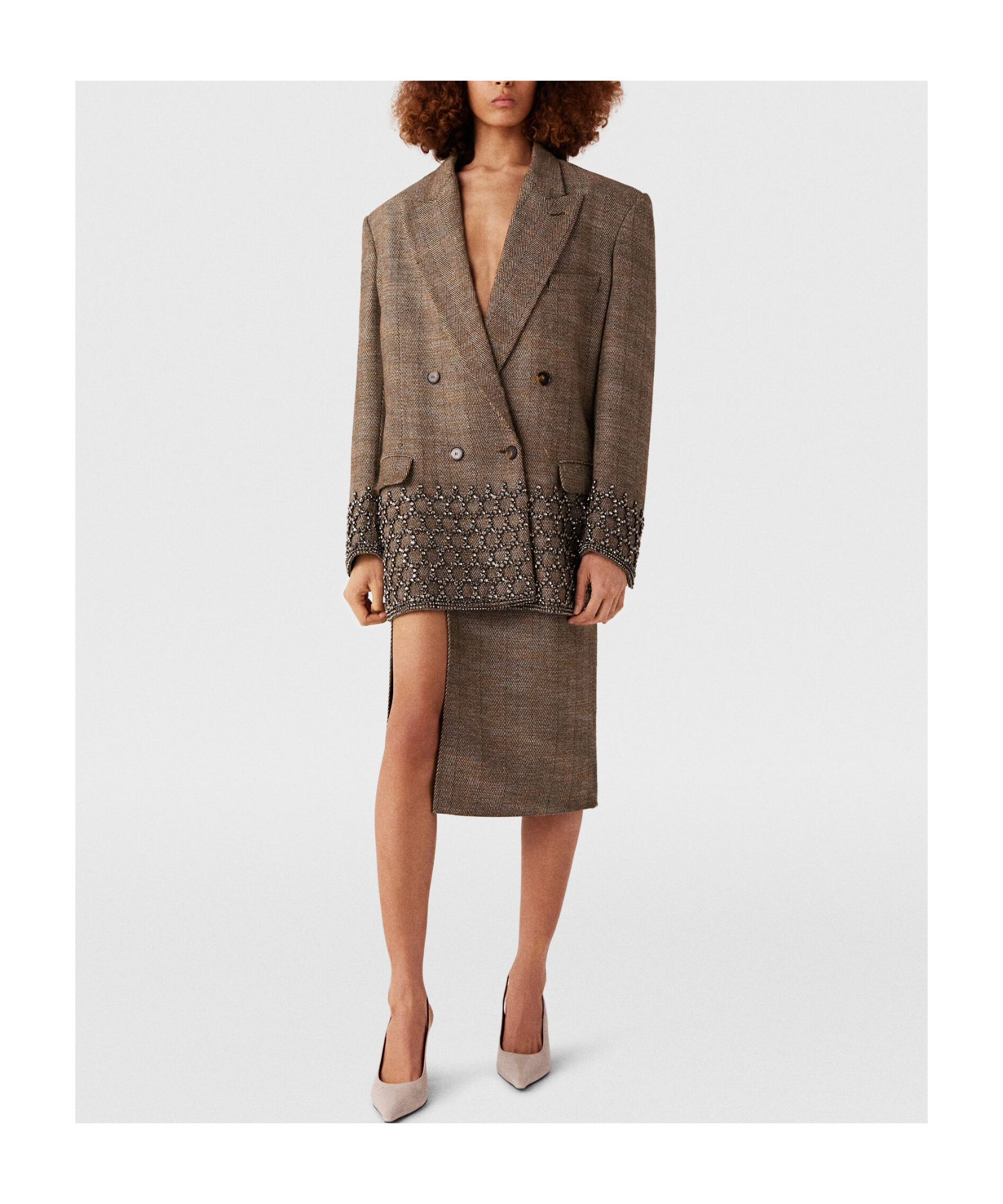 Stella Mccartney Tweed Skirt With Side Slits In Multicolor